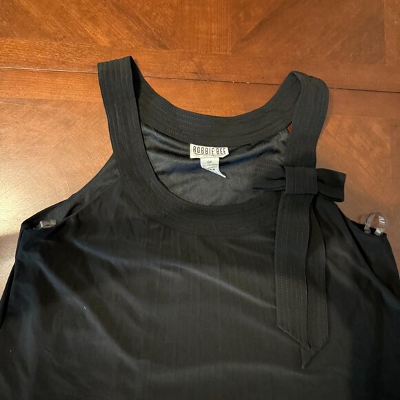Robbie Bee Black Petite Sleeveless A-Line Dress With Bow Accent - Picture 4 of 8